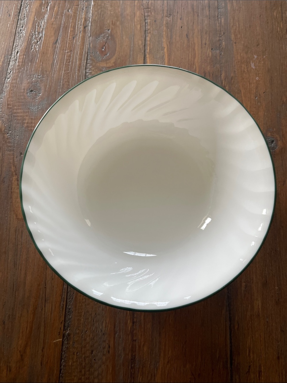 Vintage Corelle Chutney Vegetable Bowl, Swirl with green rim